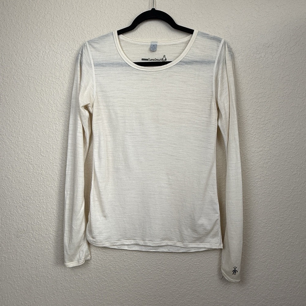 Smartwool Women's Cream Merino Wool Long Sleeve Crew Neck Base Layer Top Size M